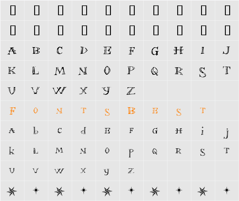 Font in a Red Suit Character Map