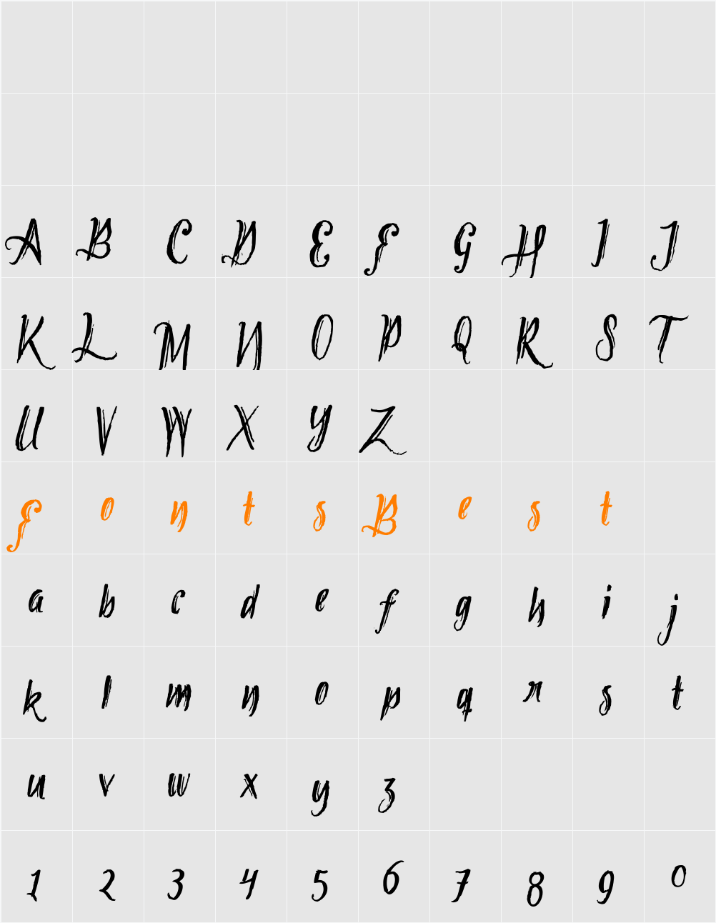 Tipbrush Script 2 Character Map