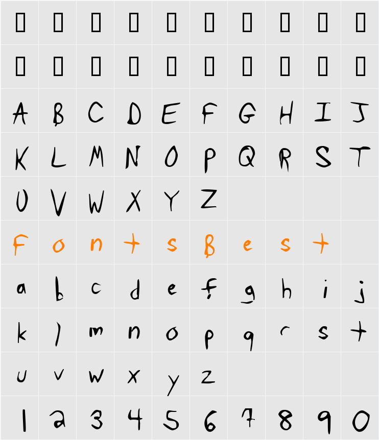 Tawattype Bloch Character Map