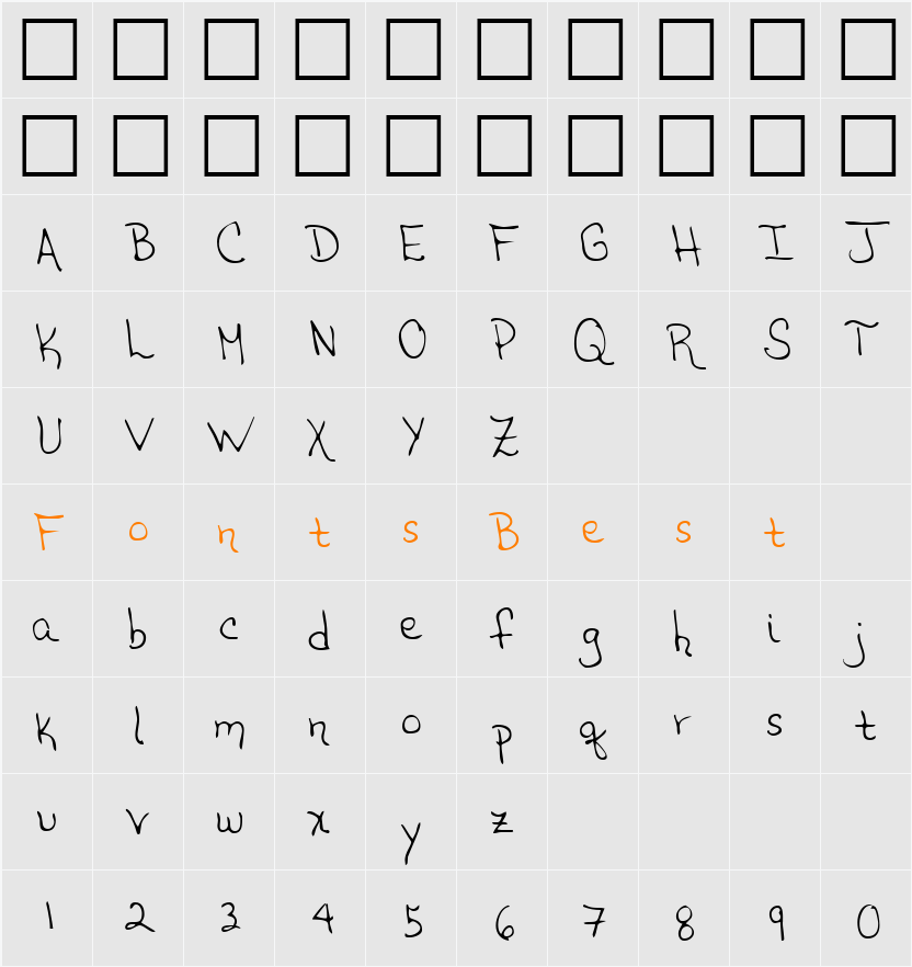 LEHN208 Character Map