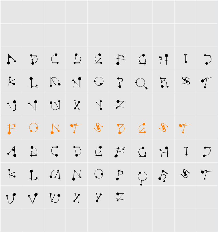 StrokesNBullets Character Map