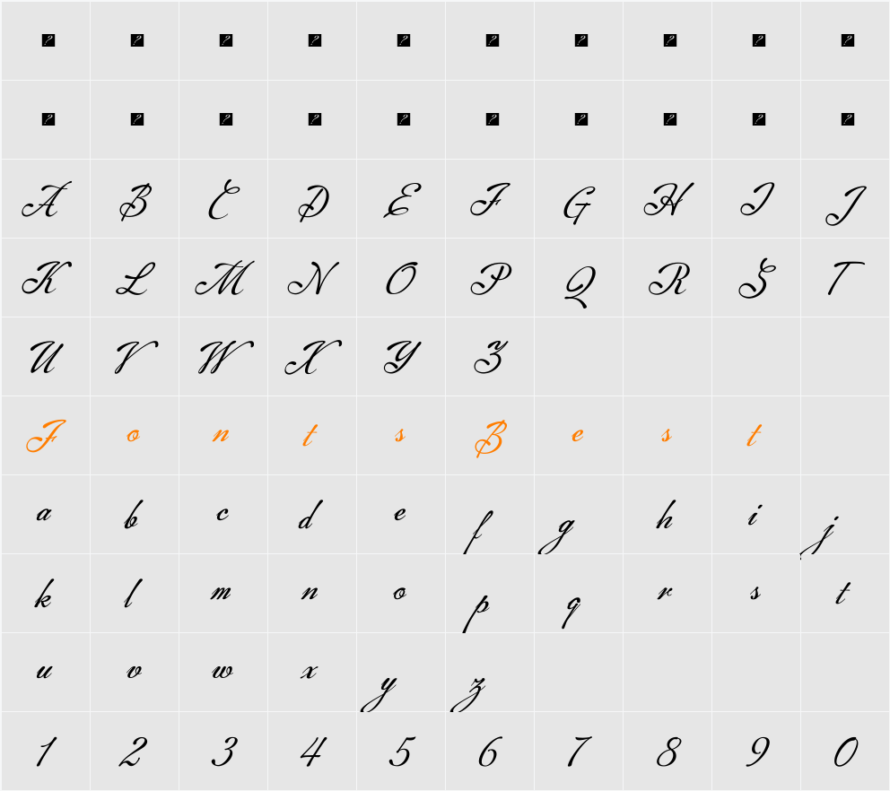 Machia Character Map