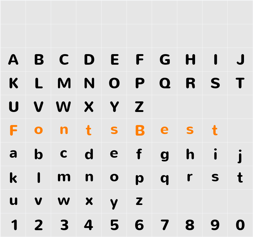 Nunito Character Map