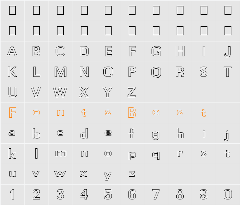 FZ BASIC 58 HOLLOW Character Map