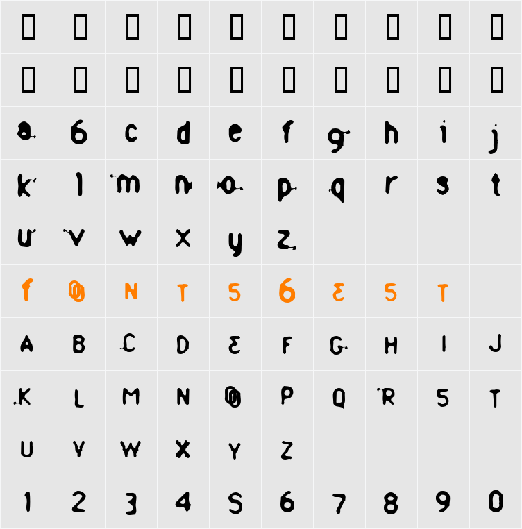 Whorn Character Map