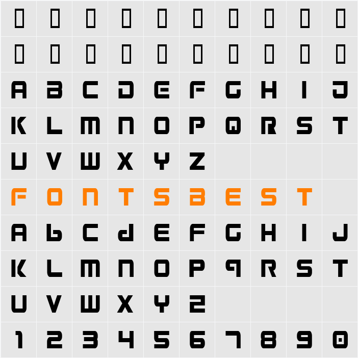 Gunship Condensed Character Map