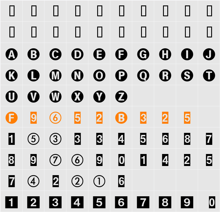 FormatPiOneSSK Character Map