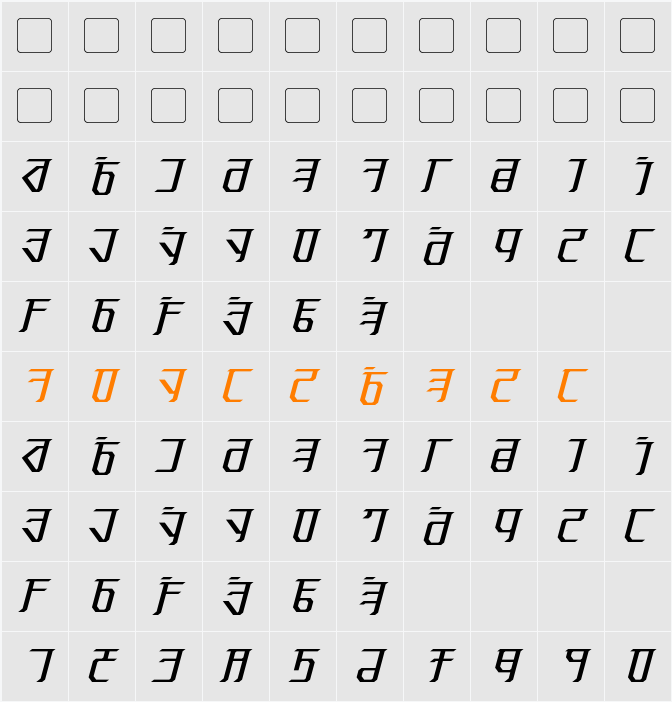 Exodite Character Map