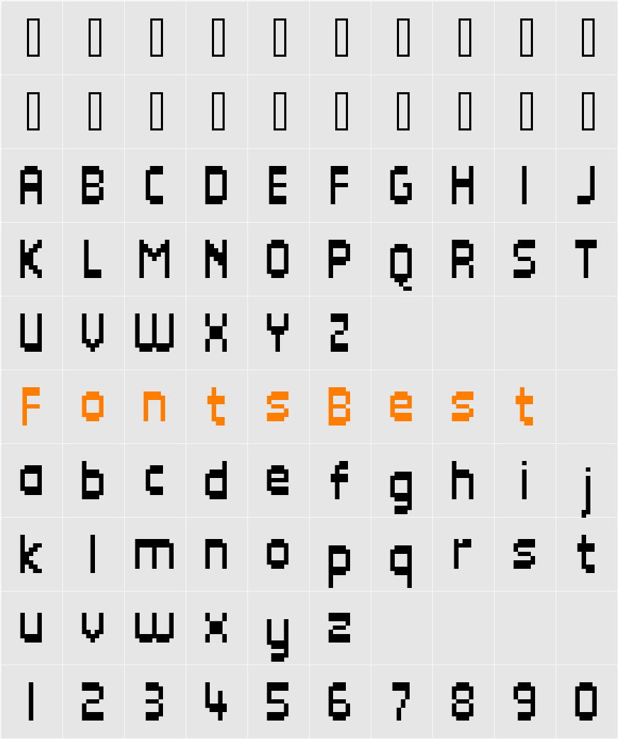 FFF Direct Condensed Character Map
