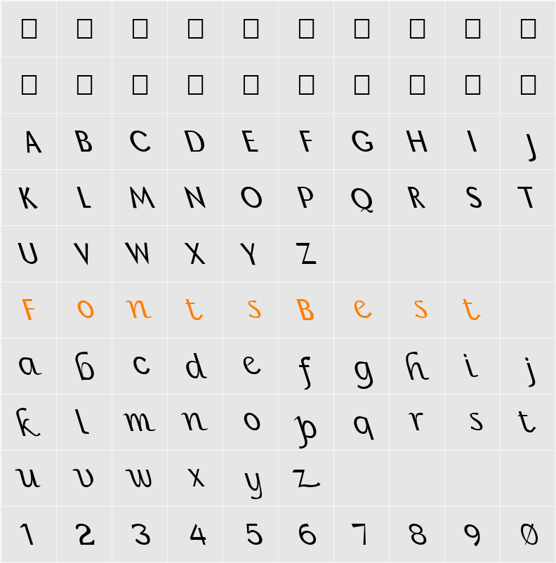FZ BASIC 15 LEFTY Character Map