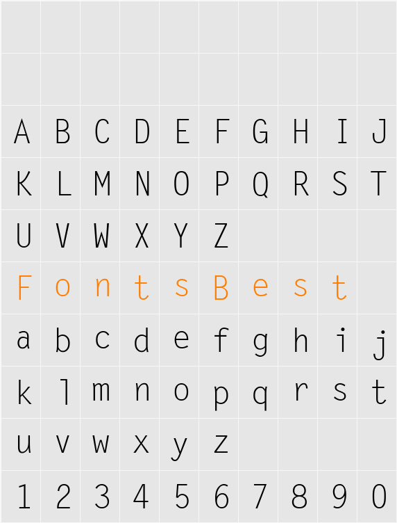 LetterGothic Character Map