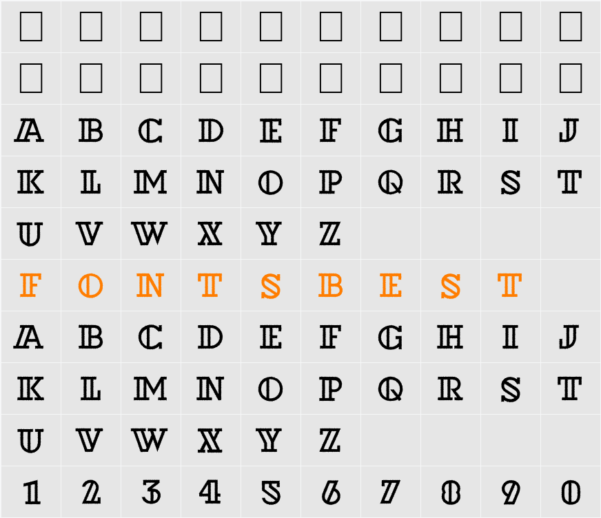 a_DexterOtlRough Character Map