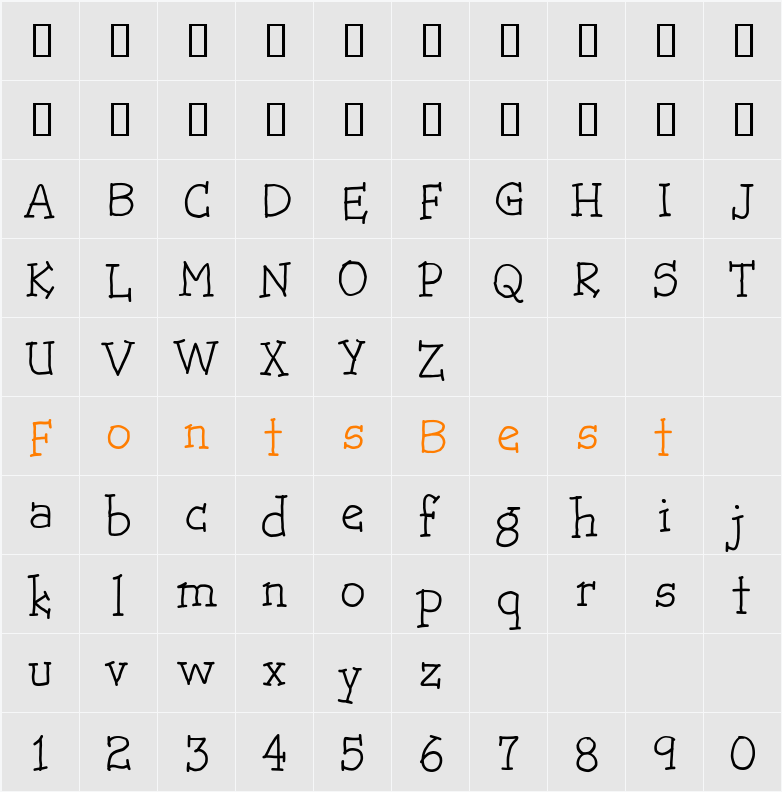 GweetHmk Character Map