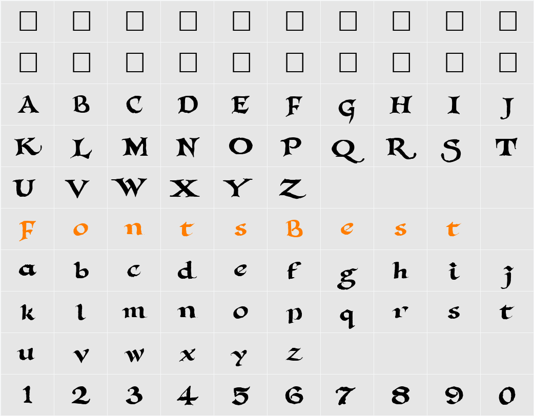 Gabriel Regular Demo Character Map