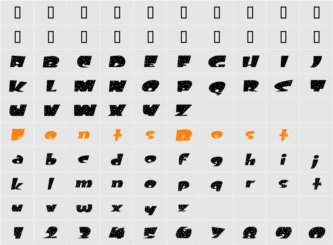 FreckleExtended Character Map