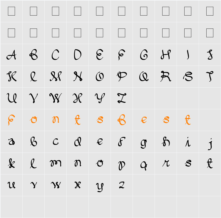 Written On The Hand Character Map