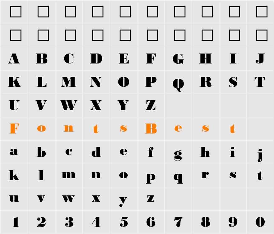 Bodoni MT Black Character Map