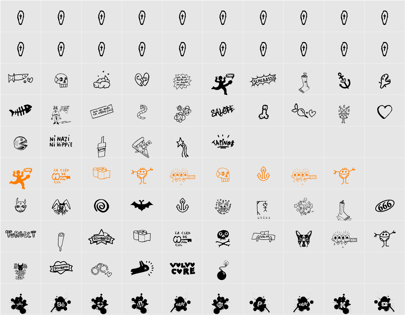 WC Slaasssch Character Map