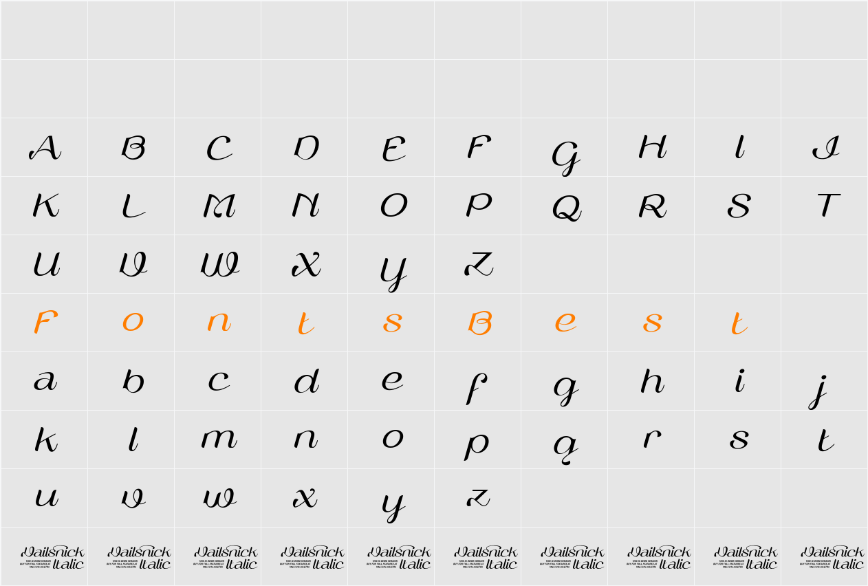 Vailsnick Italic Demo  Character Map