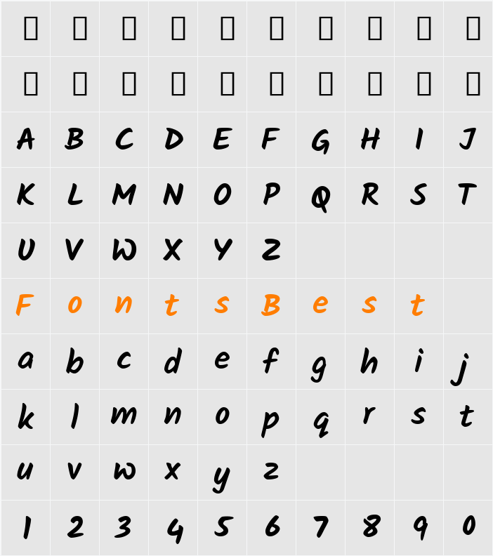 Kalam Bold Character Map