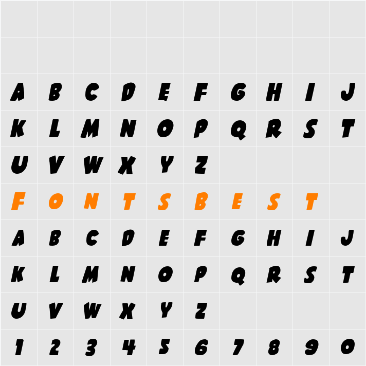Shablagoo Overlap Italic Character Map