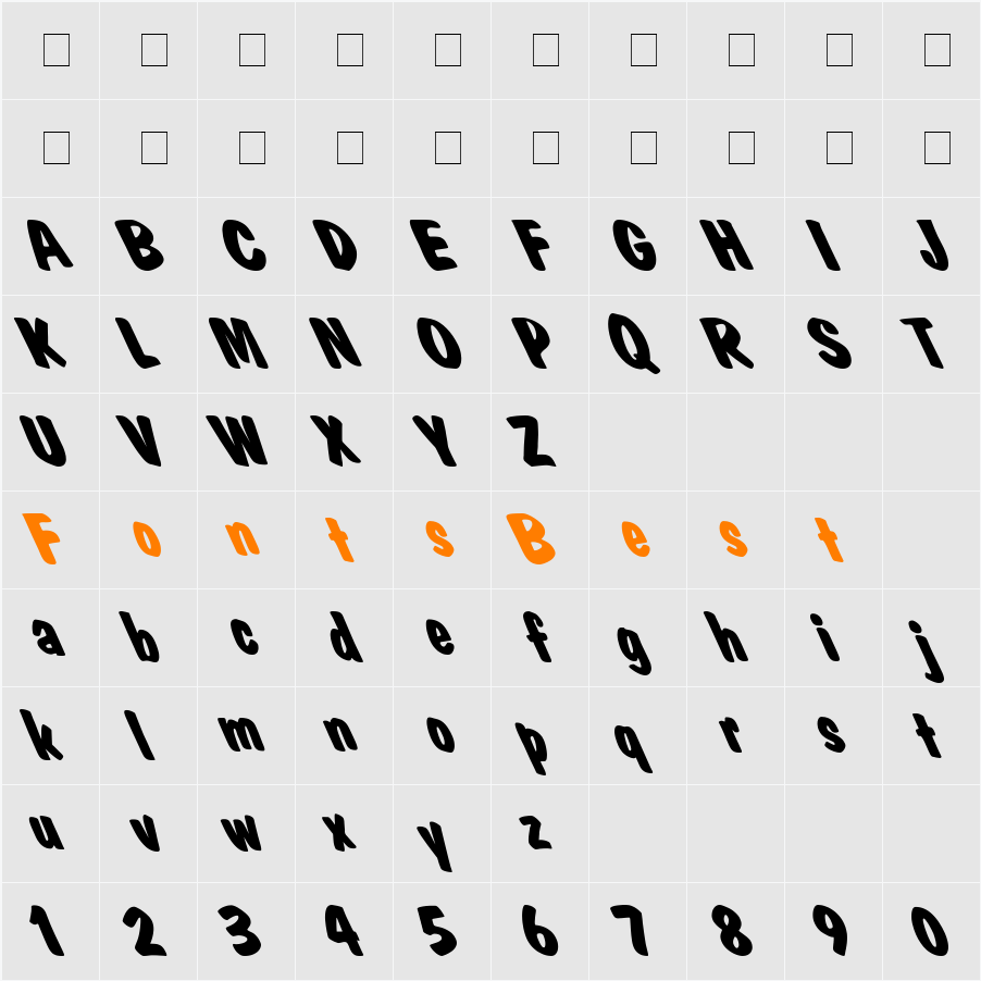 Market Bold Left Character Map