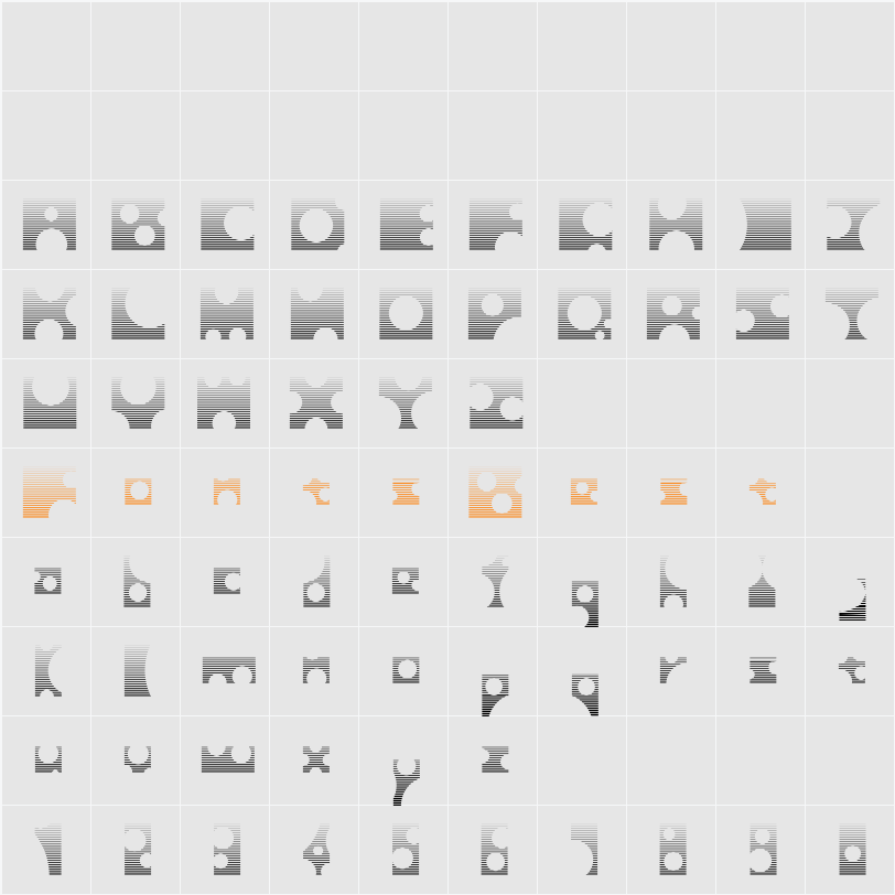Toolego-Mirage Character Map