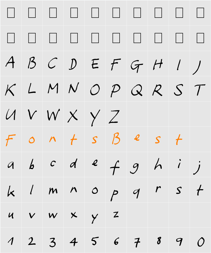 yafont Character Map