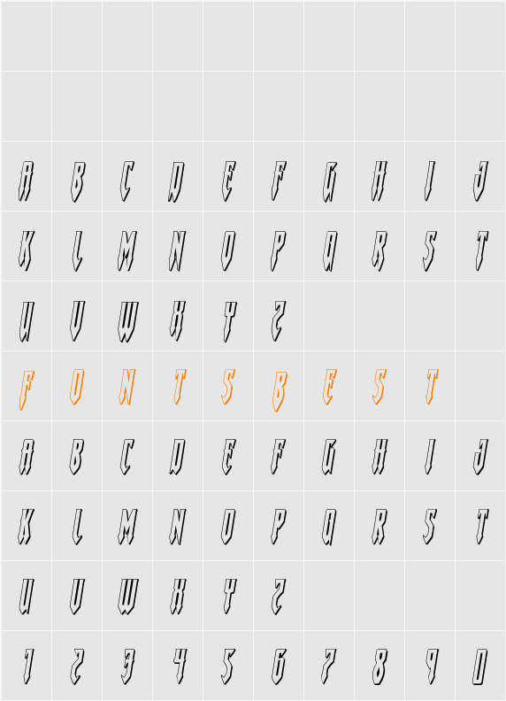 Gotharctica 3D Italic Character Map