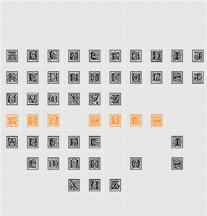 PetitFleurNormal Character Map