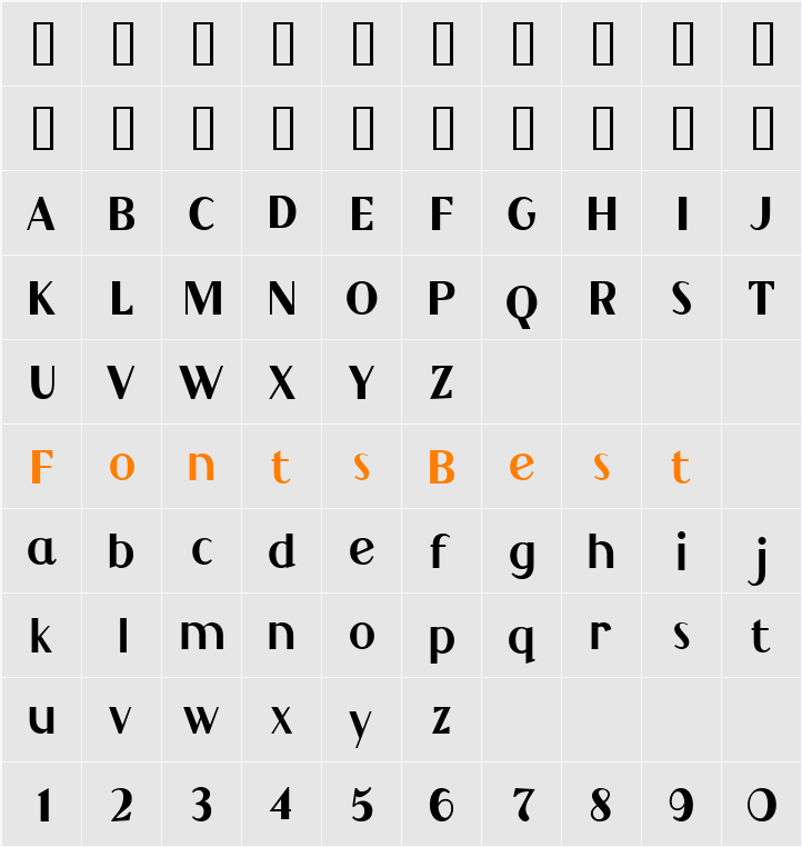 Grandecort Character Map