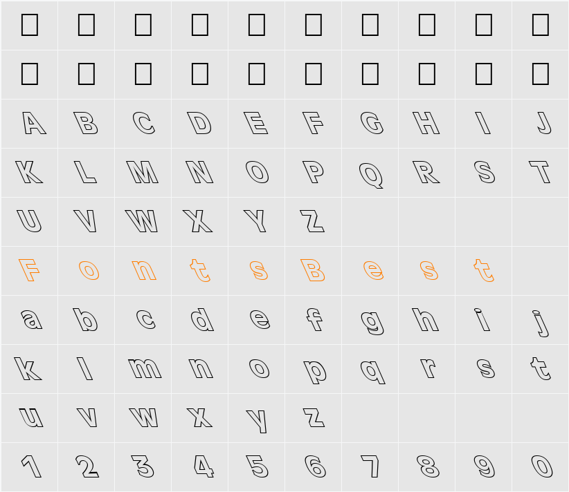 FZ BASIC 1 HOLLOW LEFTY Character Map