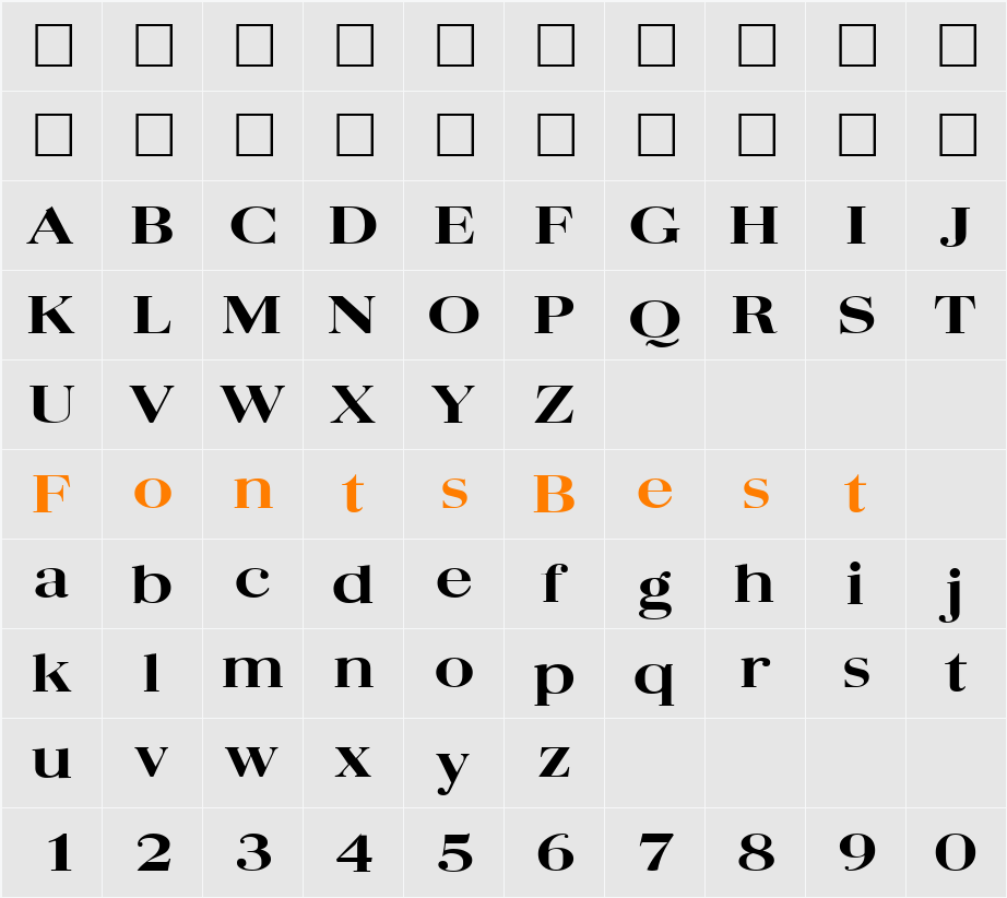 Quantas Broad Extrabold Character Map