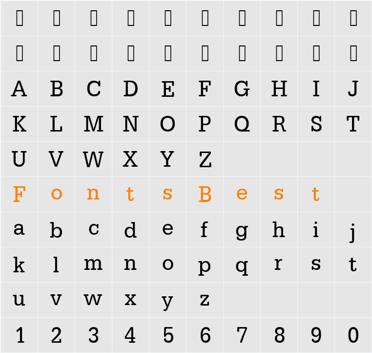 URWTypewriterTExtNar Character Map