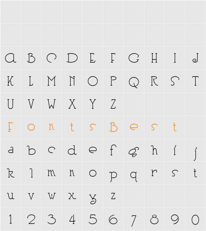 Heberling Casual NF Character Map