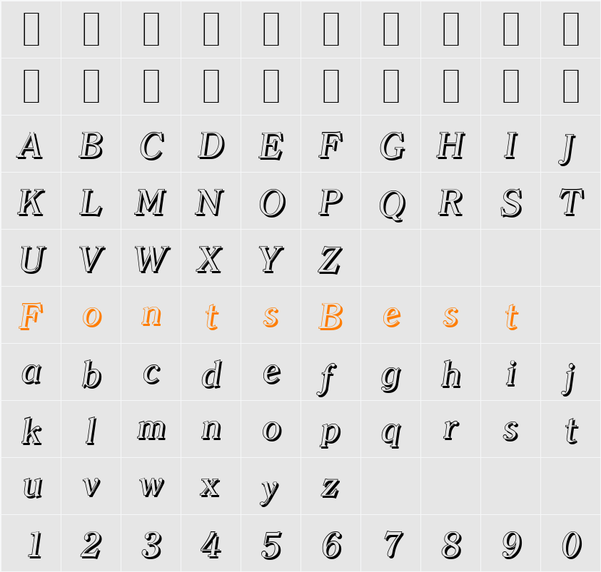 ClearfaceShadow Character Map