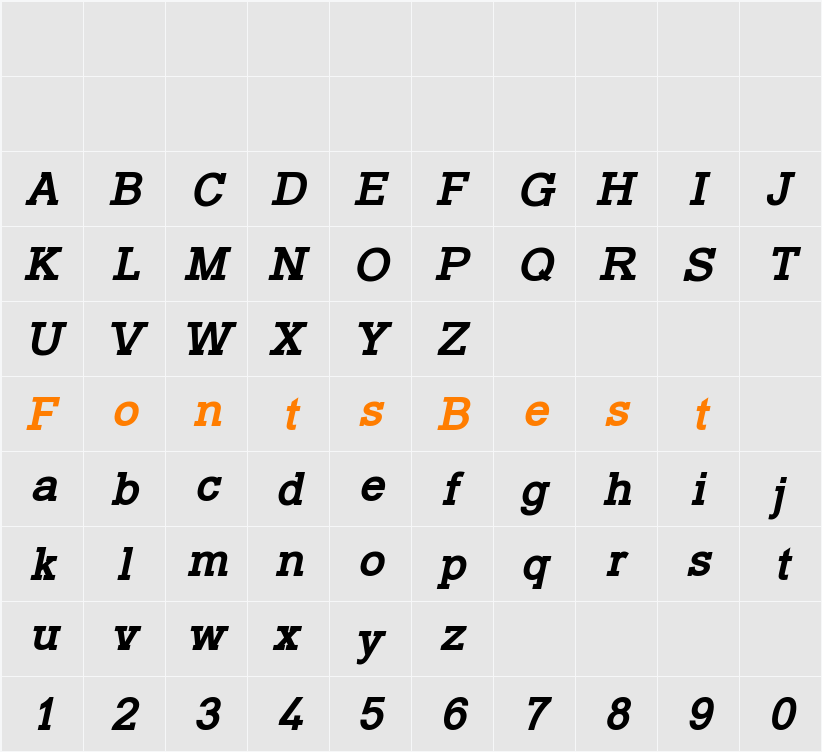 Typo Slab Character Map