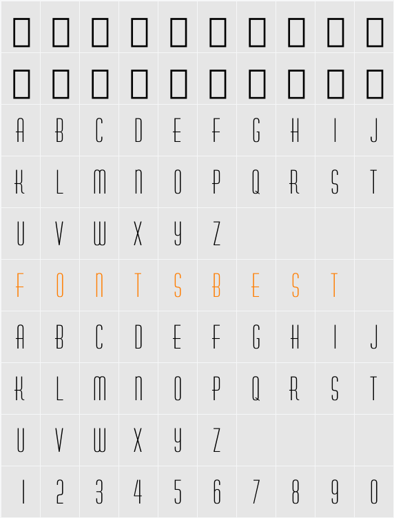 Huxlee Vertical Character Map