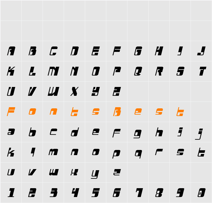 Drosselmeyer Semi-Italic Character Map
