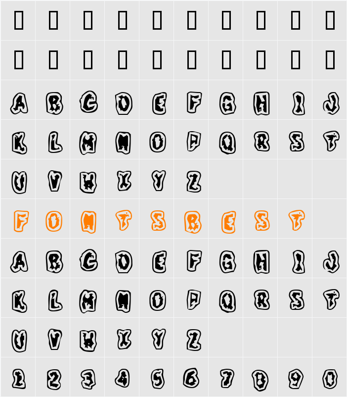 GrungeTastik Character Map