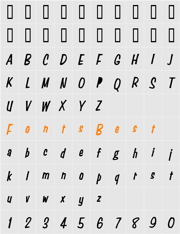 Simpson Condensed Heavy Character Map