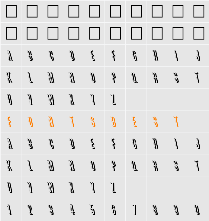 GreatShadowBackslant Character Map