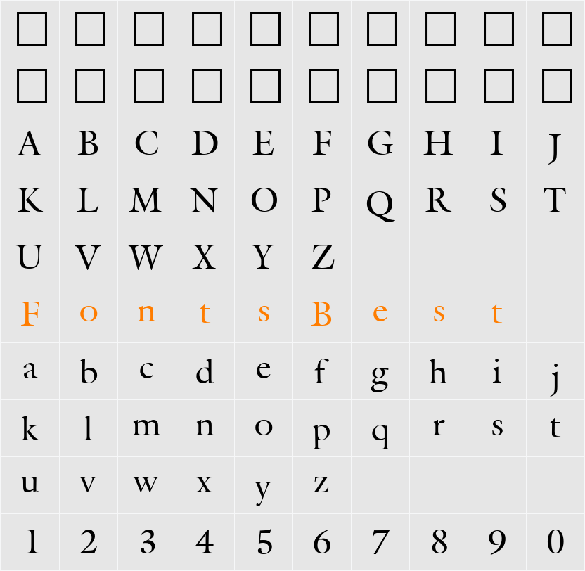 Joulliard Character Map