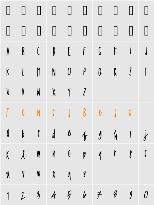 JessaPrint Character Map