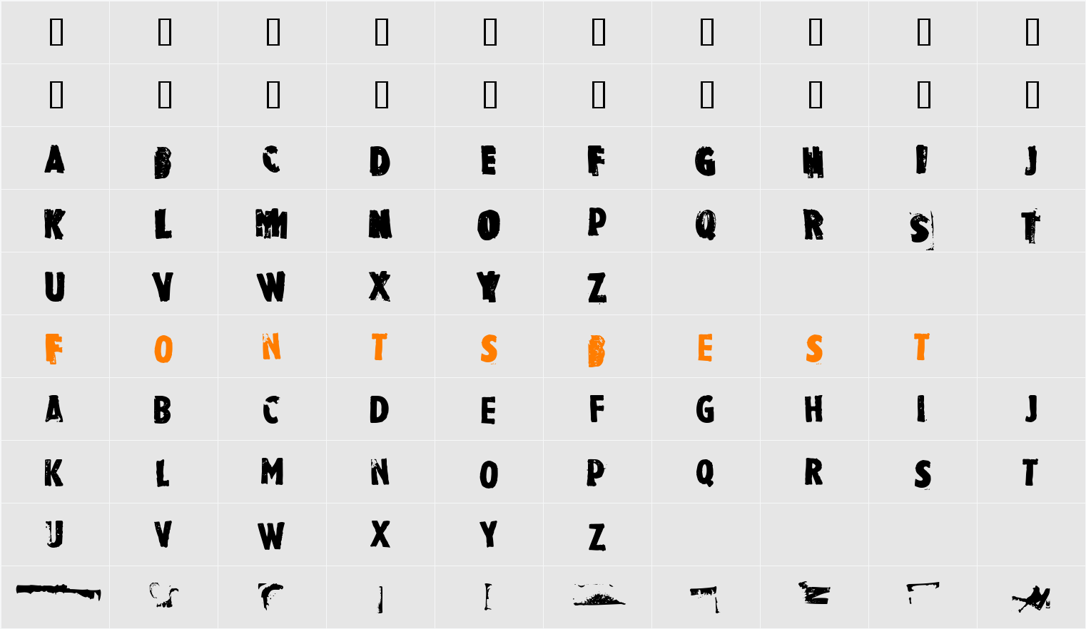 Rubbermaid Character Map