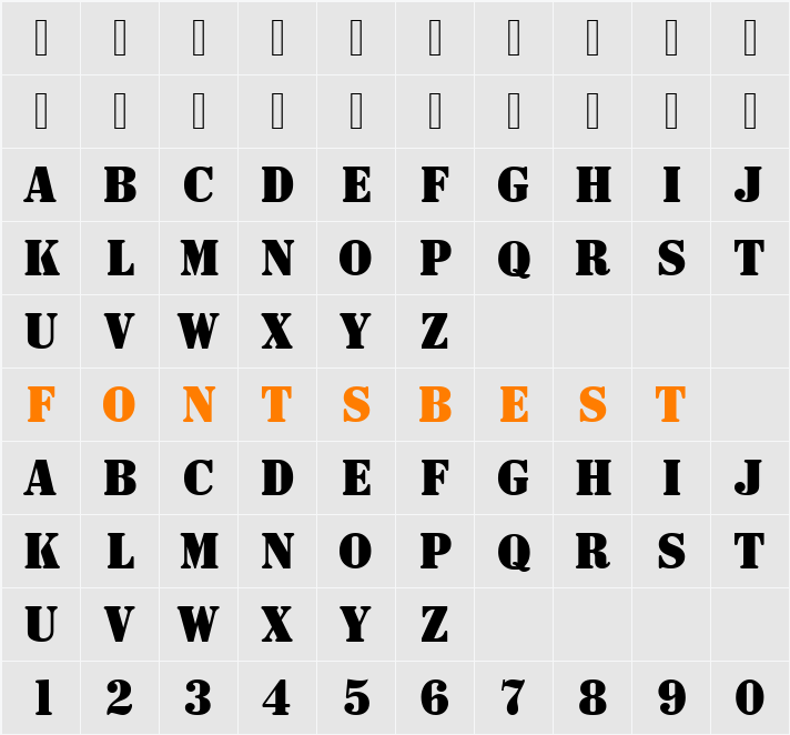 Stencil Becker Solid Character Map