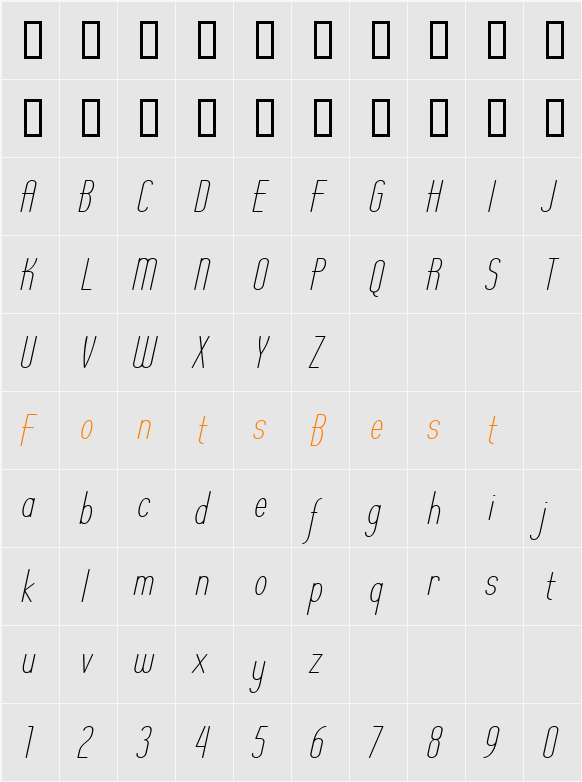Operator Nine BTN Lt Character Map