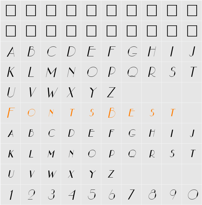 NouveauAsta Character Map