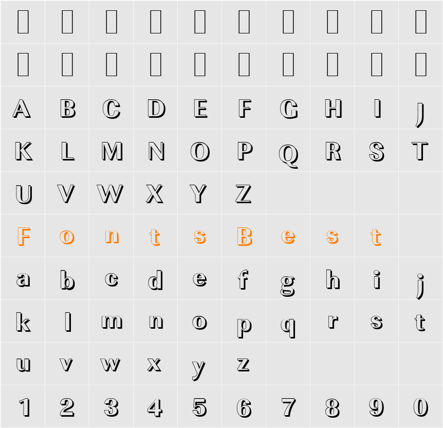 ImperialSh-Xbold Character Map