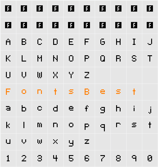 Pixeltype Character Map